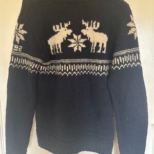Abercrombie & Fitch Dark Blue Sweater with Moose Design